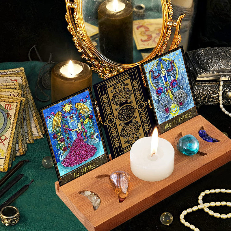 Wooden Tarot Card Display Stand – Spiritual & Mystical Room Decor