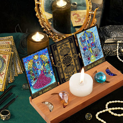Wooden Tarot Card Display Stand – Spiritual & Mystical Room Decor