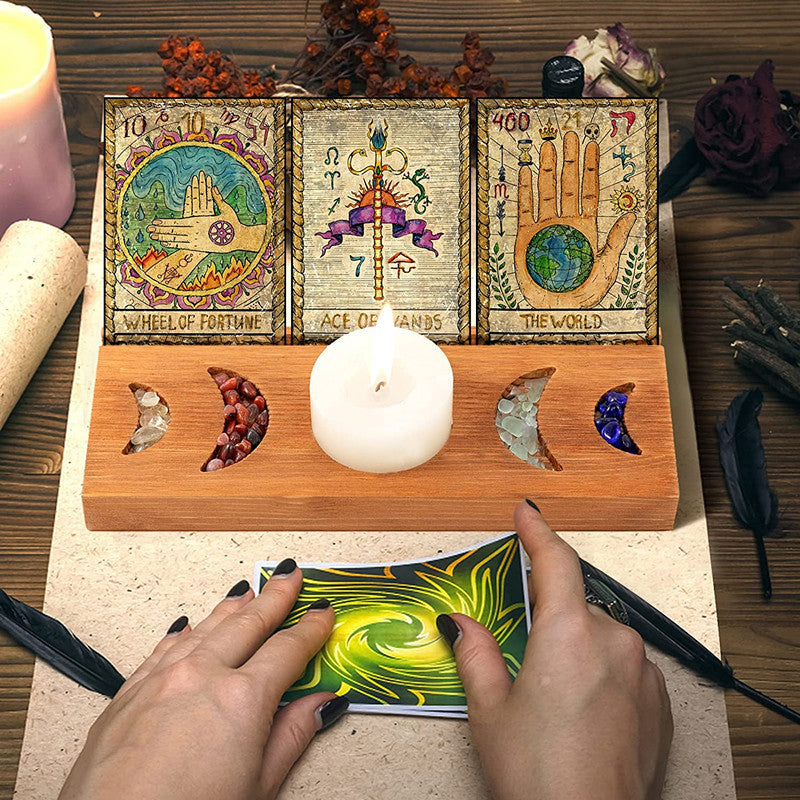 Wooden Tarot Card Display Stand – Spiritual & Mystical Room Decor
